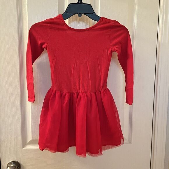 Old Navy Girls Scoop Back Red Tutu Dress Long Sleeve Size 5T - Picture 1 of 9